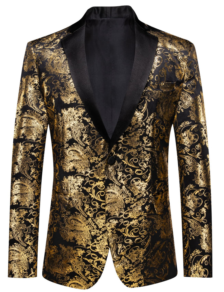 gold and black suit