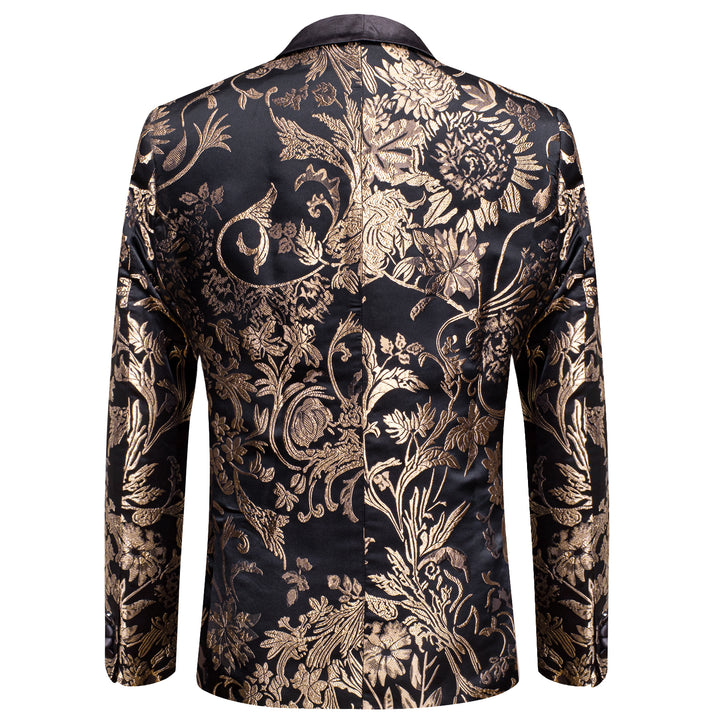 black gold hot stamping floral mens suit jacket fashion 