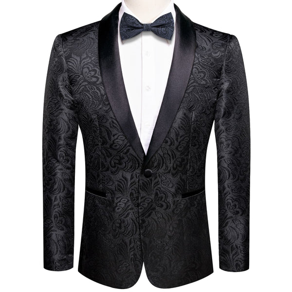 Black Purple Paisley Jacquard Men's Collar Victorian Suit Vest Tie Han ...