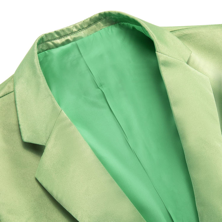 Men's Suit Pear Green Satin Notched Collar Suit Jacket Slim Blazer