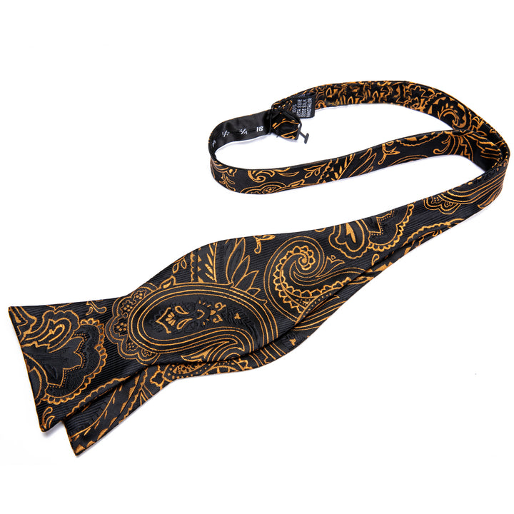 black paisley self tied bow tie