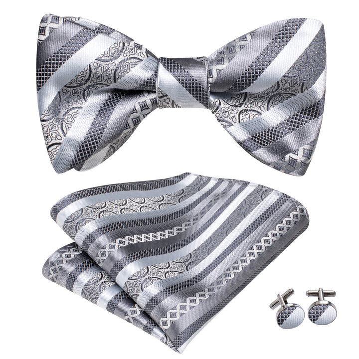 silver floral bowtie