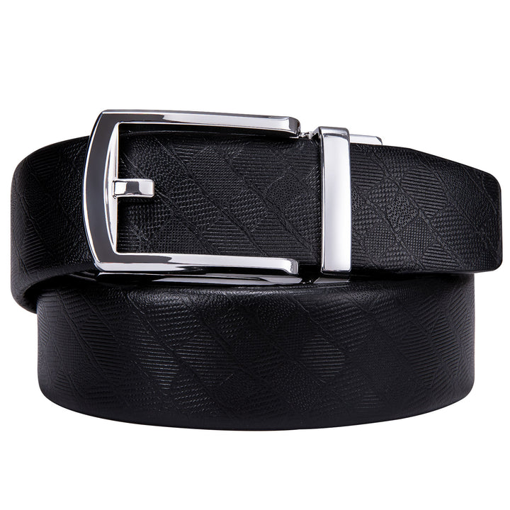 Classic Bright Silver Metal Buckle Genuine Leather Belt 43 inch to 63 ...