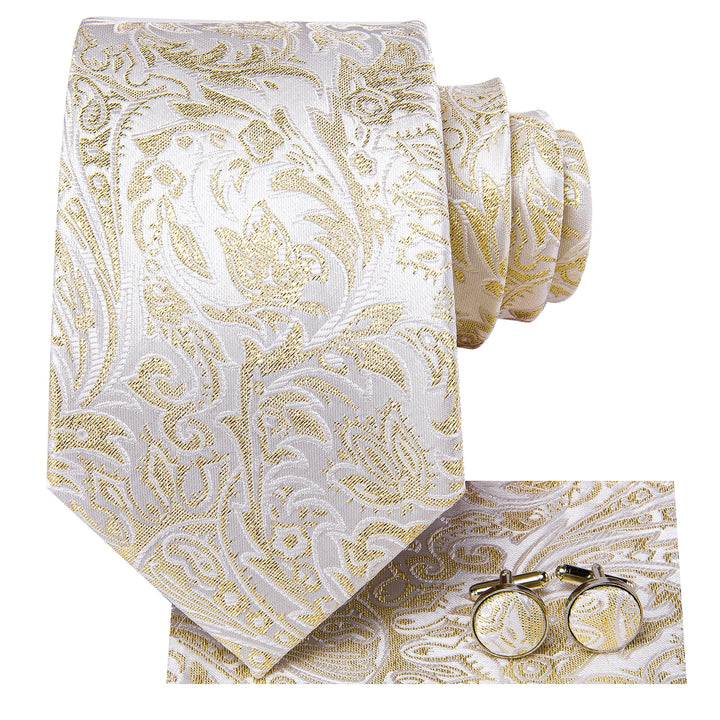 yellow floral off-white mens silk tie