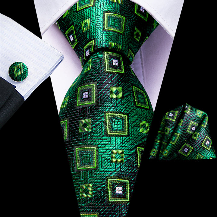 Green Plaid mens silk tie