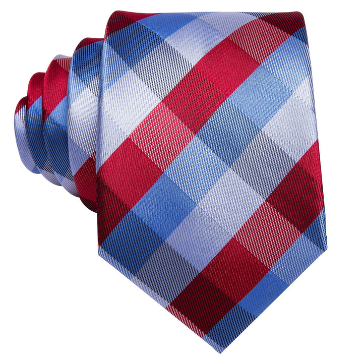 classic blue red plaid silk mens dress suit tie