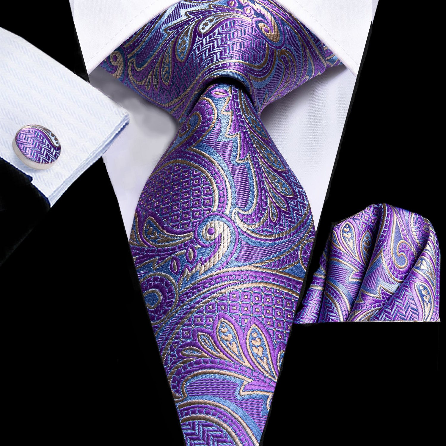 Ties2you Suit Tie Purple Paisley 63 Inches Extra long Mens Tie Set ...