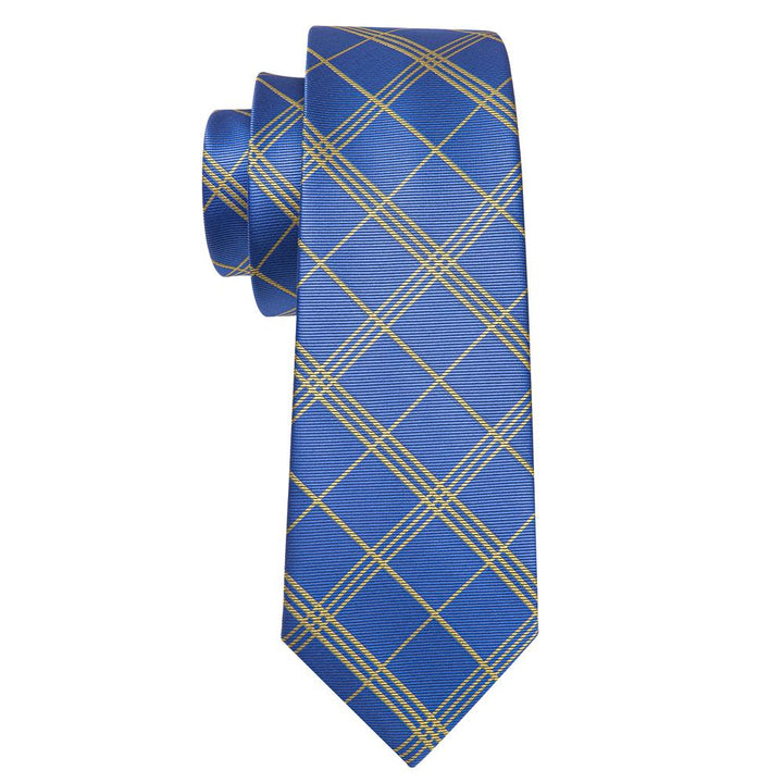 Sky Blue Plaid Men's Tie Handkerchief Cufflinks Set – ties2you