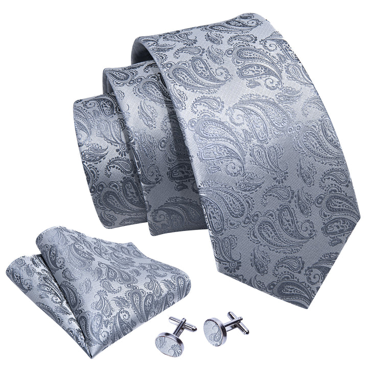 fashion paisley floral mens ties pocket square cufflinks set for business meeting