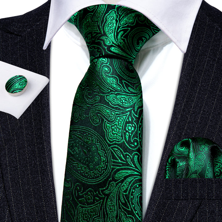 mens silk green flower tie