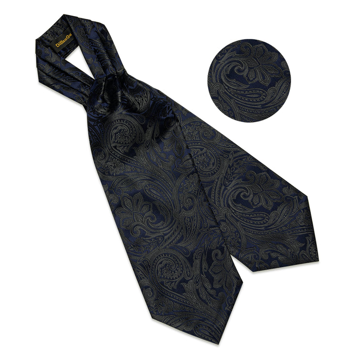 Black Paisley Ascot Cravat Tie Pocket Square Cufflinks Set – ties2you