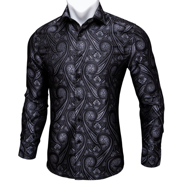 Ties2you Classic Black White Paisley Silk Men's Shirt – ties2you