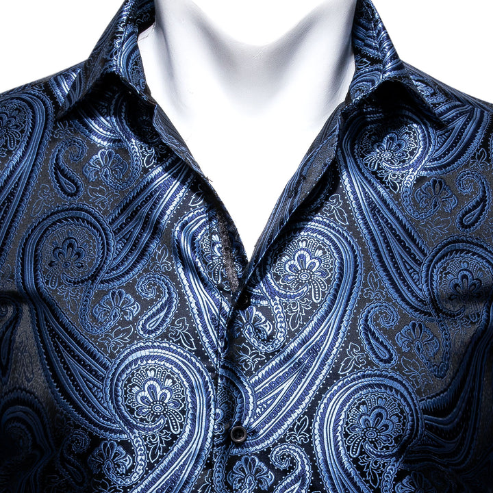 blue paisley shirt top