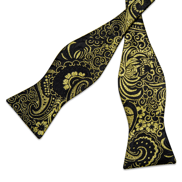 black and gold floral bow tie