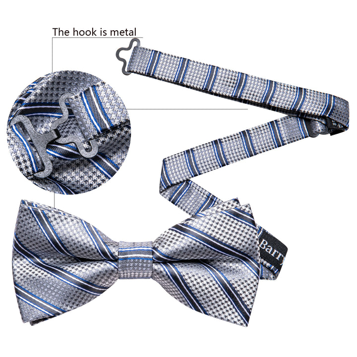 grey and blue bow ties