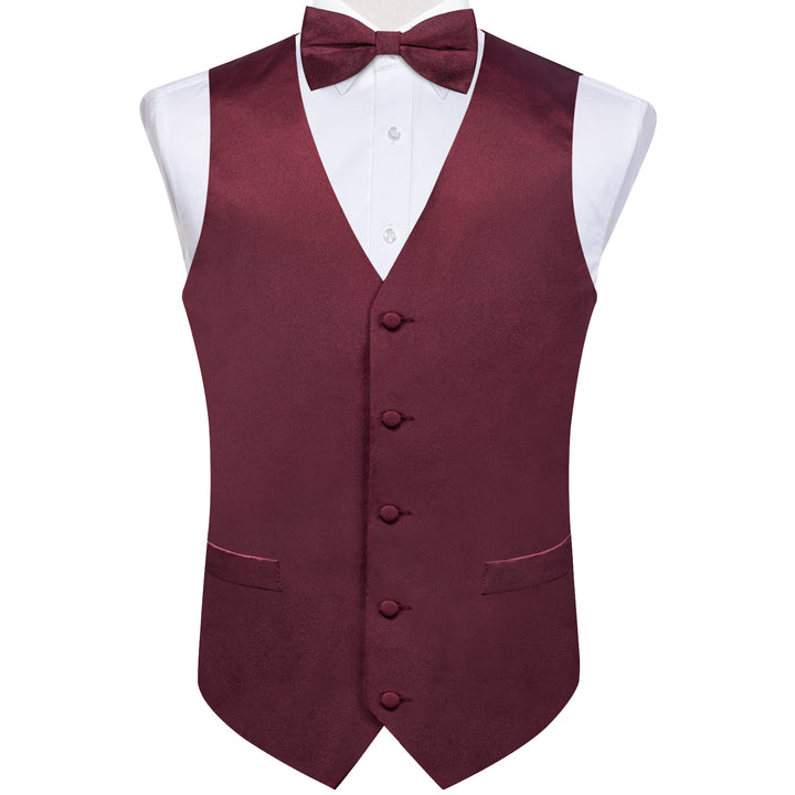 fashion wedding design burgundy vest bow tie set