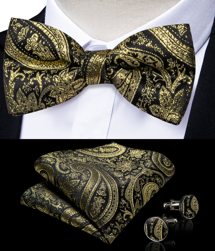 mens gold vest and bow tie