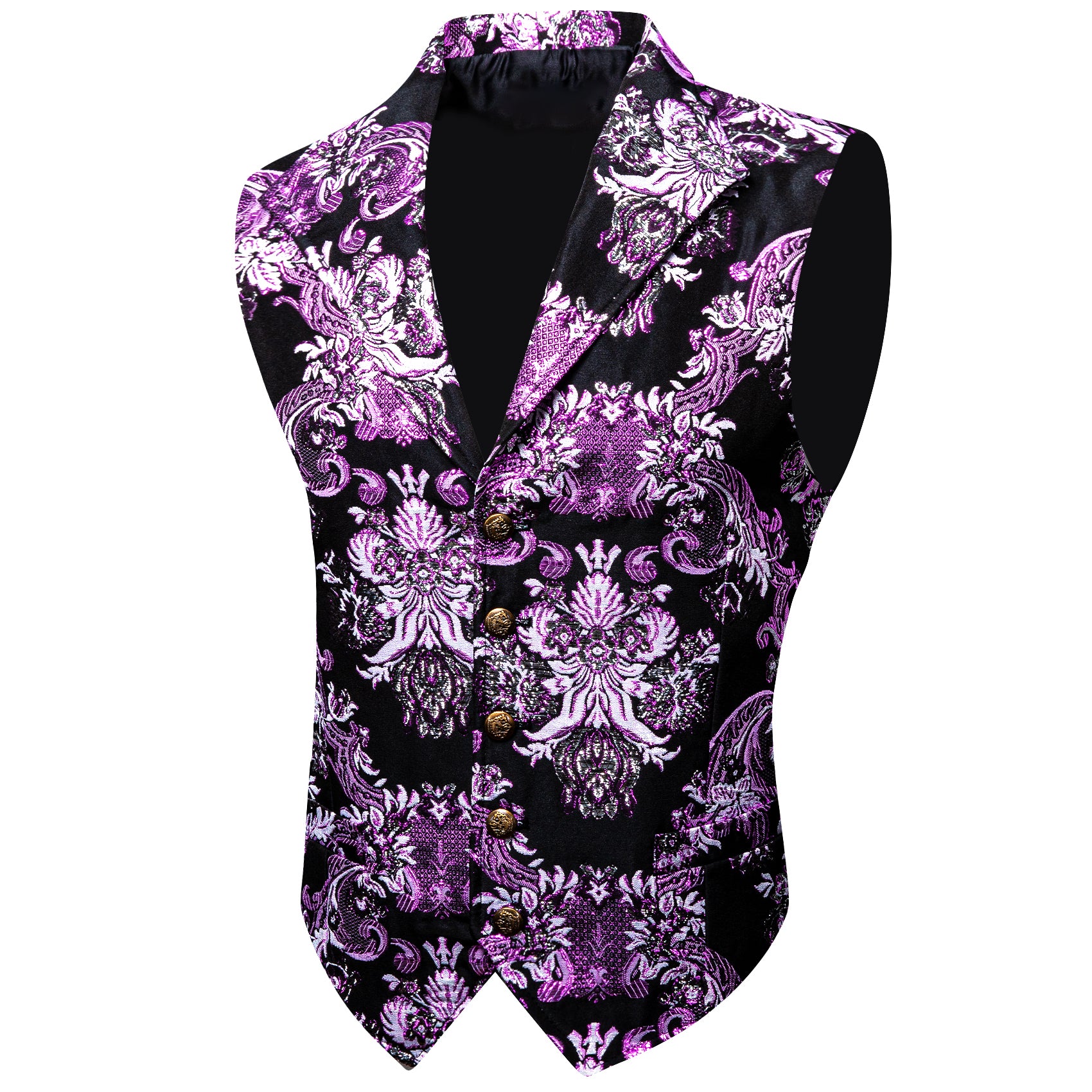 Purple Black Floral Jacquard Men's Collar Suit Vest – ties2you