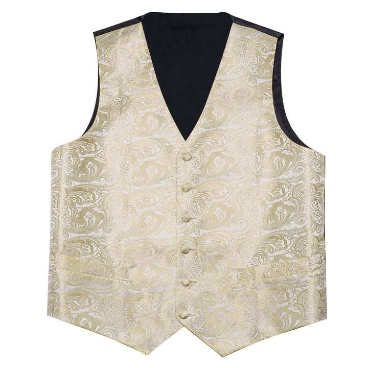 Bow Champagne Men\'s Silk Vest ties2you Jacquard Tie Silver Handkerchief – Paisley