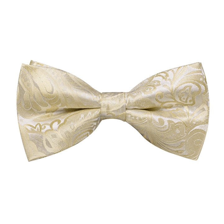 Silver Champagne Paisley Jacquard Silk Handkerchief ties2you Bow – Men\'s Vest Tie