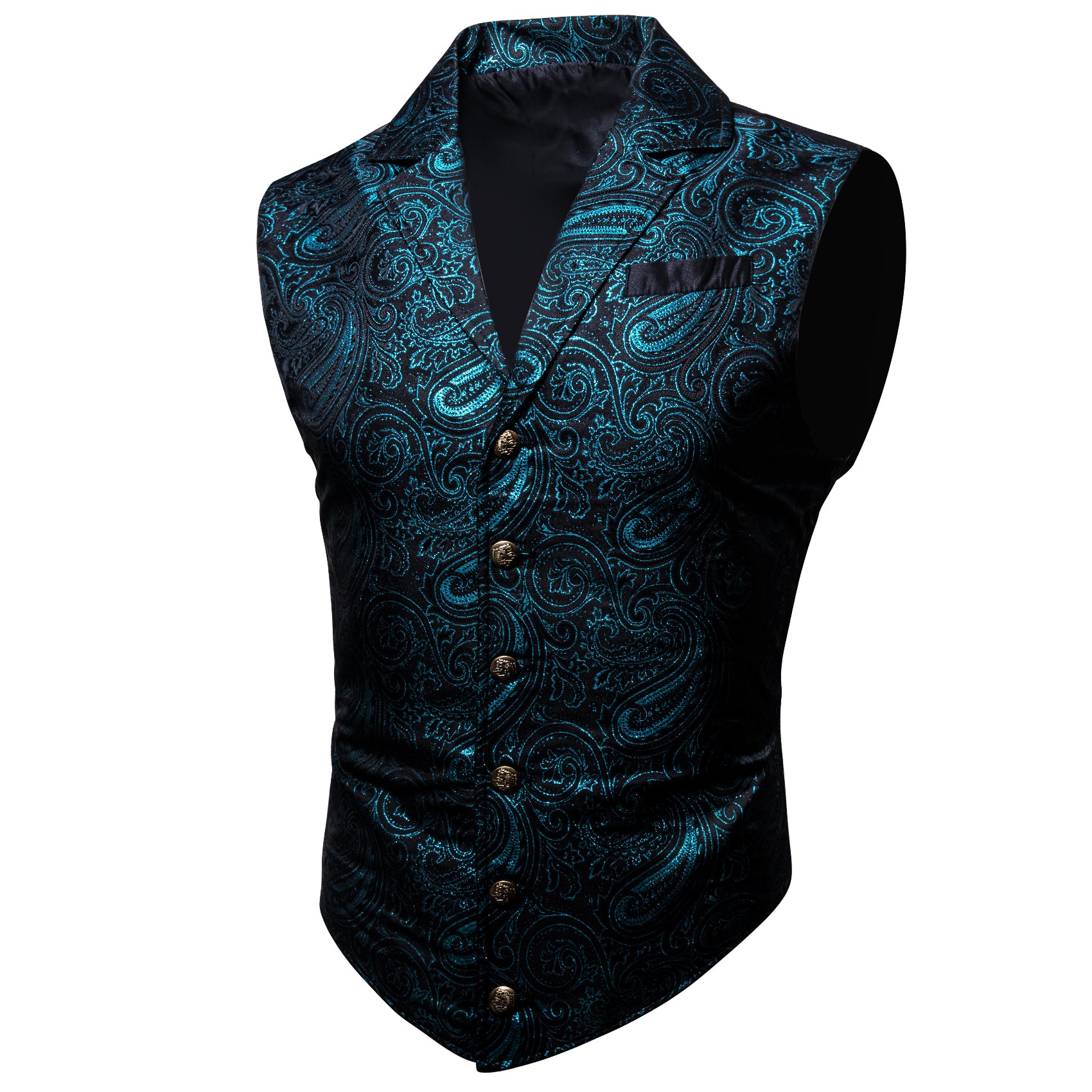 Black Blue Paisley Jacquard Men's Collar Victorian Suit Vest – ties2you