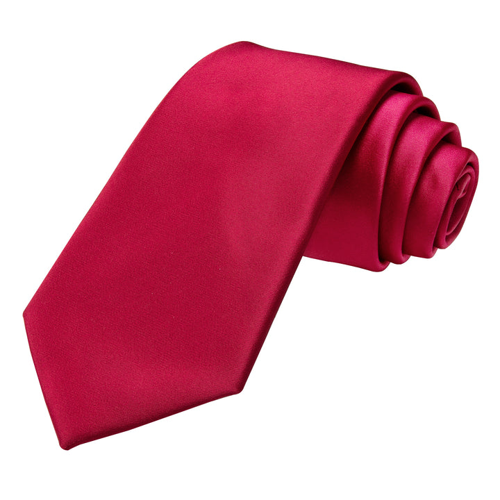 wedding solid silk mens maroon red tie handkerchief cufflinks set