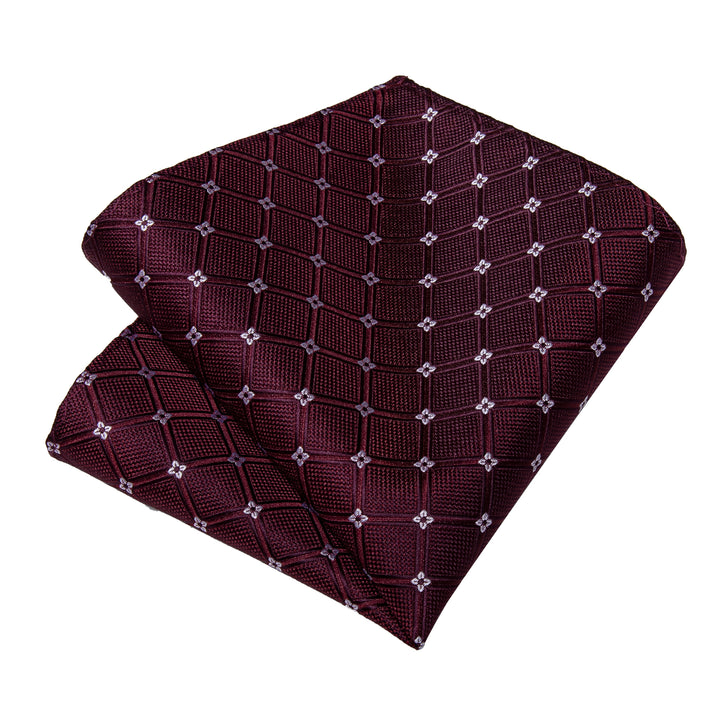 classic business silk mens deep red plaid ties pocket square cufflinks set