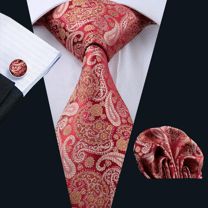 High Quality & Affordable Men's red paisley silk tie, 100% Silk Tie and Discount Cheap Necktie,Free shipping. Men's fashion tie set. Best selling. More popular ties.