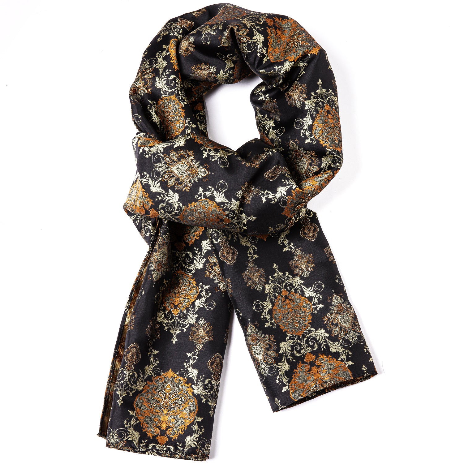 New Arrival Luxury Black Golden Floral Men's Silk Scarf – ties2you